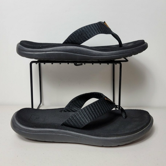 Teva Flip Flops Womens 8 Black Voya Thong Open Toe Slip On Casual Comfort - Picture 1 of 8